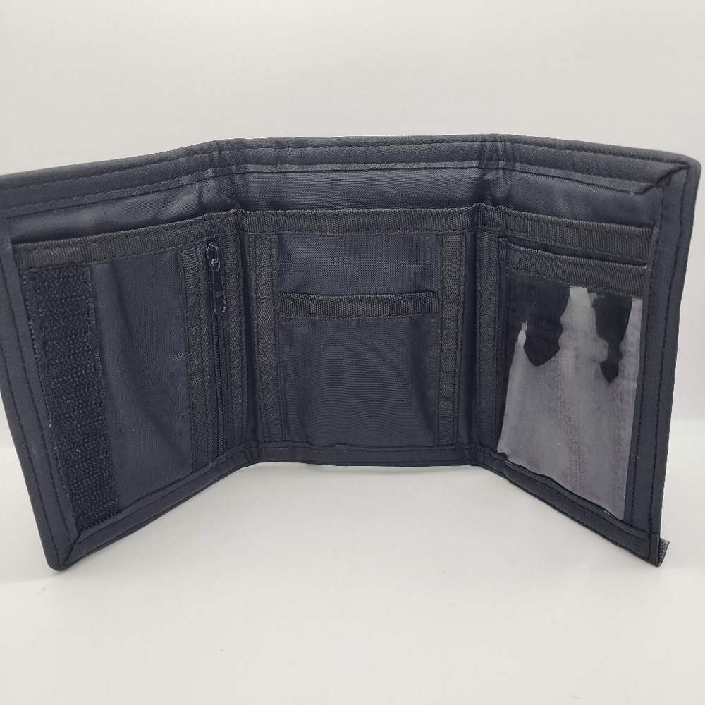 Vintage Rare Las Vegas Black Wallet Faux Leather Zip Compartments Credit Cards - Picture 3 of 13